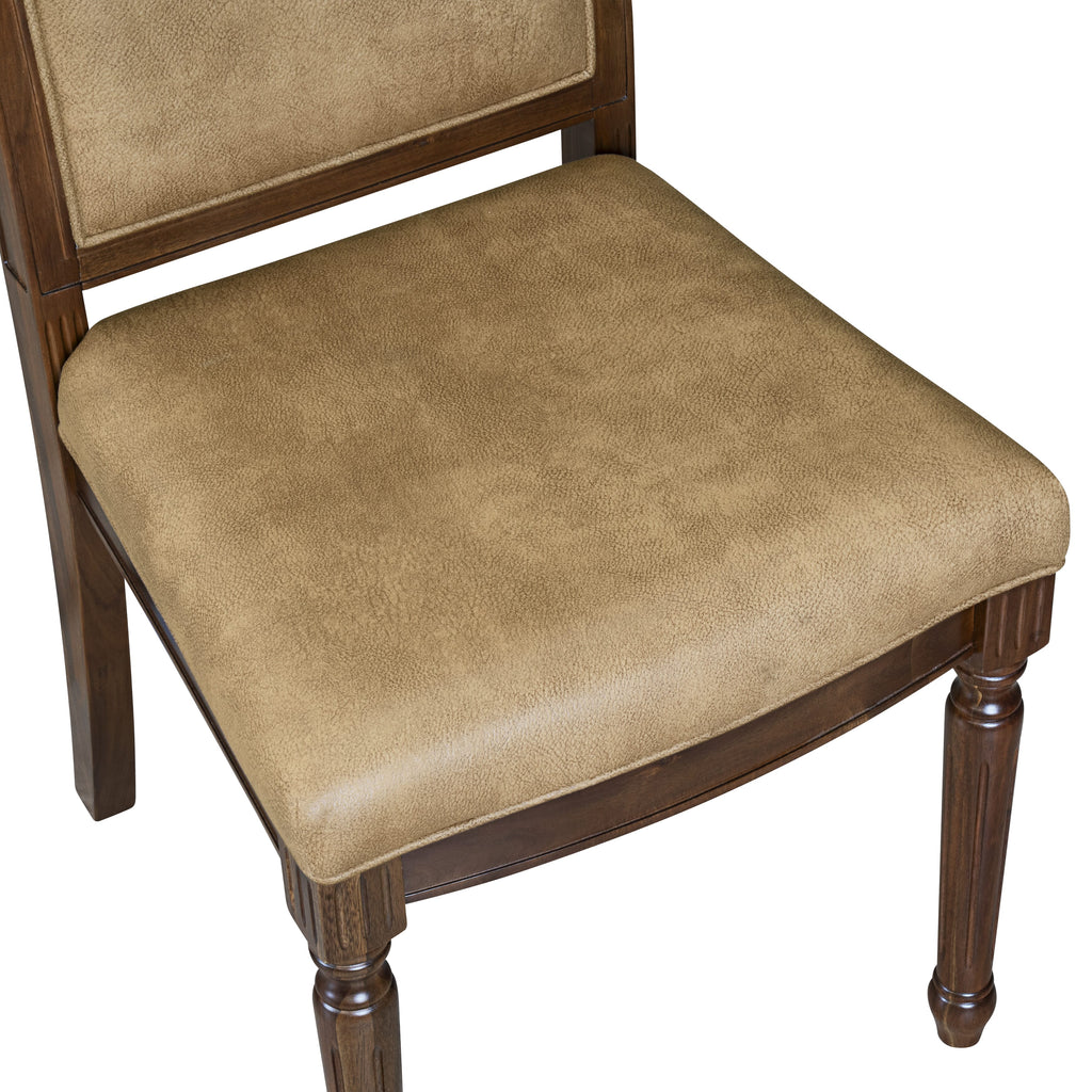 Luxe by East West Furniture - CYC-AWA-28 - Modern Dining Chairs with BeigePU Leather Padded Chairs, set of 2, Antique Walnut Finish