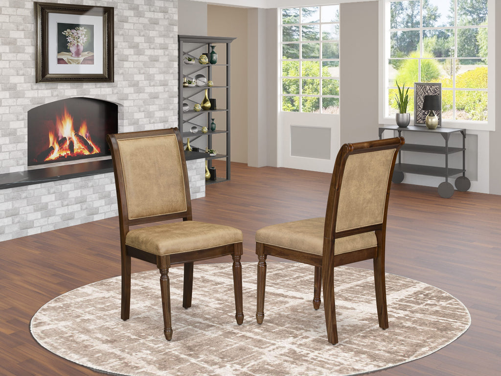 Luxe by East West Furniture - CYC-AWA-28 - Modern Dining Chairs with BeigePU Leather Padded Chairs, set of 2, Antique Walnut Finish