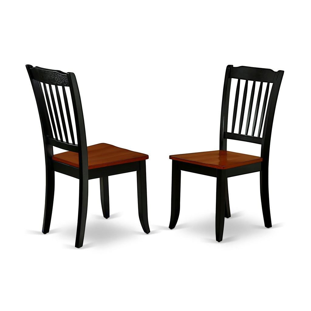 East West Furniture DAC-BCH-W Danbury Dining Room Chairs - Slat Back Solid Wood Seat Chairs
