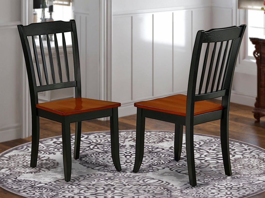 East West Furniture DAC-BCH-W Danbury Dining Room Chairs - Slat Back Solid Wood Seat Chairs