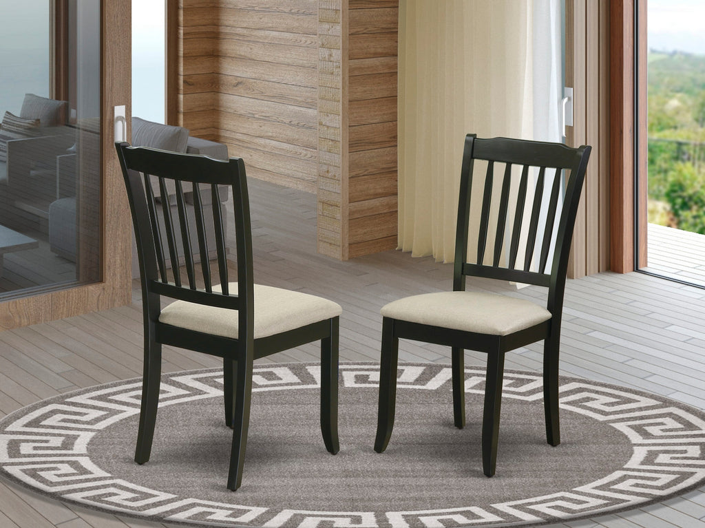 East West Furniture DAC-BLK-C Danbury Kitchen Dining Chairs - Linen Fabric Upholstered Wooden Chairs