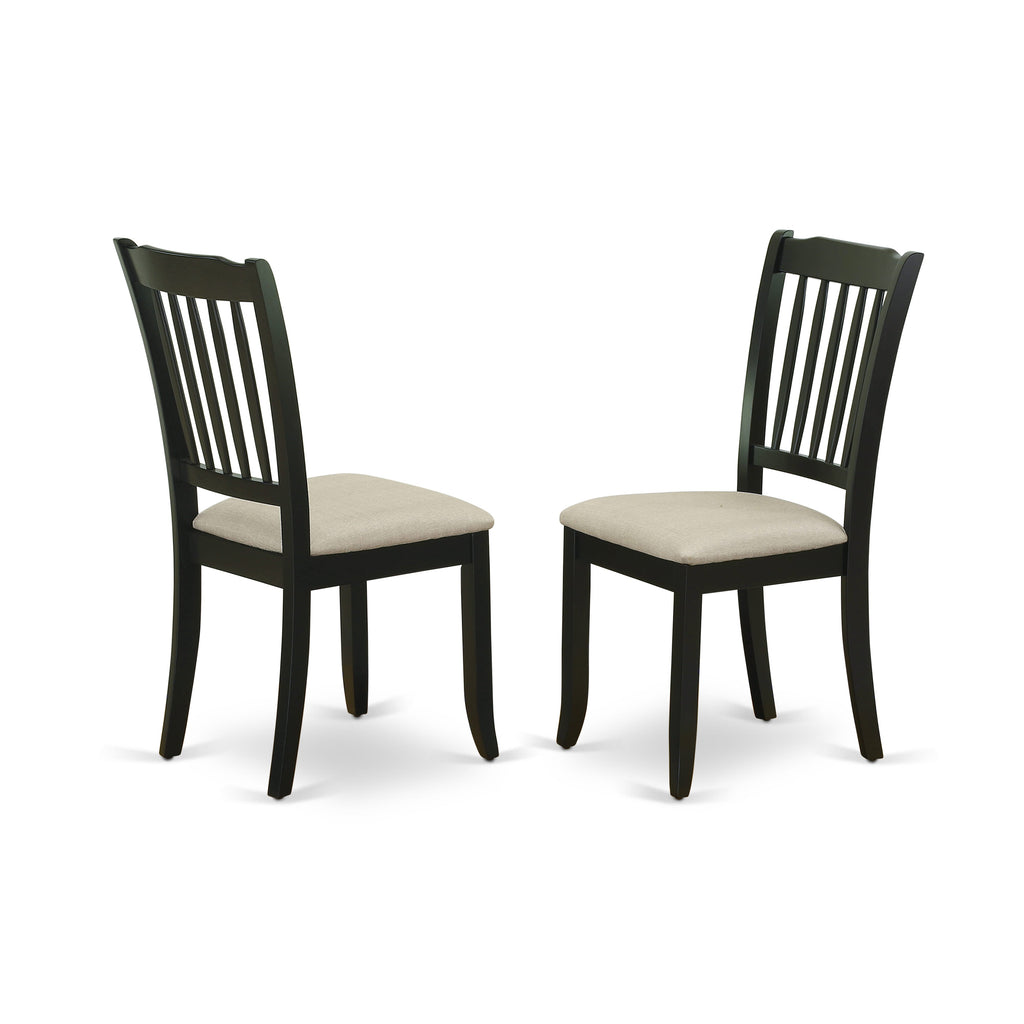 East West Furniture DAC-BLK-C Danbury Kitchen Dining Chairs - Linen Fabric Upholstered Wooden Chairs