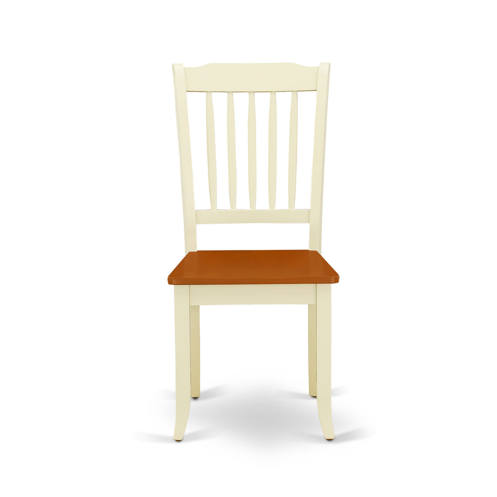 East West Furniture DAC-BMK-W Danbury Dining Chairs - Slat Back Wooden Seat Chairs