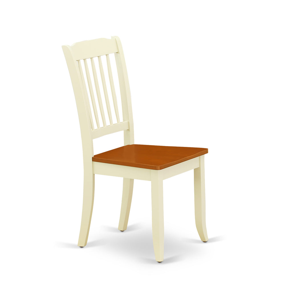 East West Furniture DAC-BMK-W Danbury Dining Chairs - Slat Back Wooden Seat Chairs