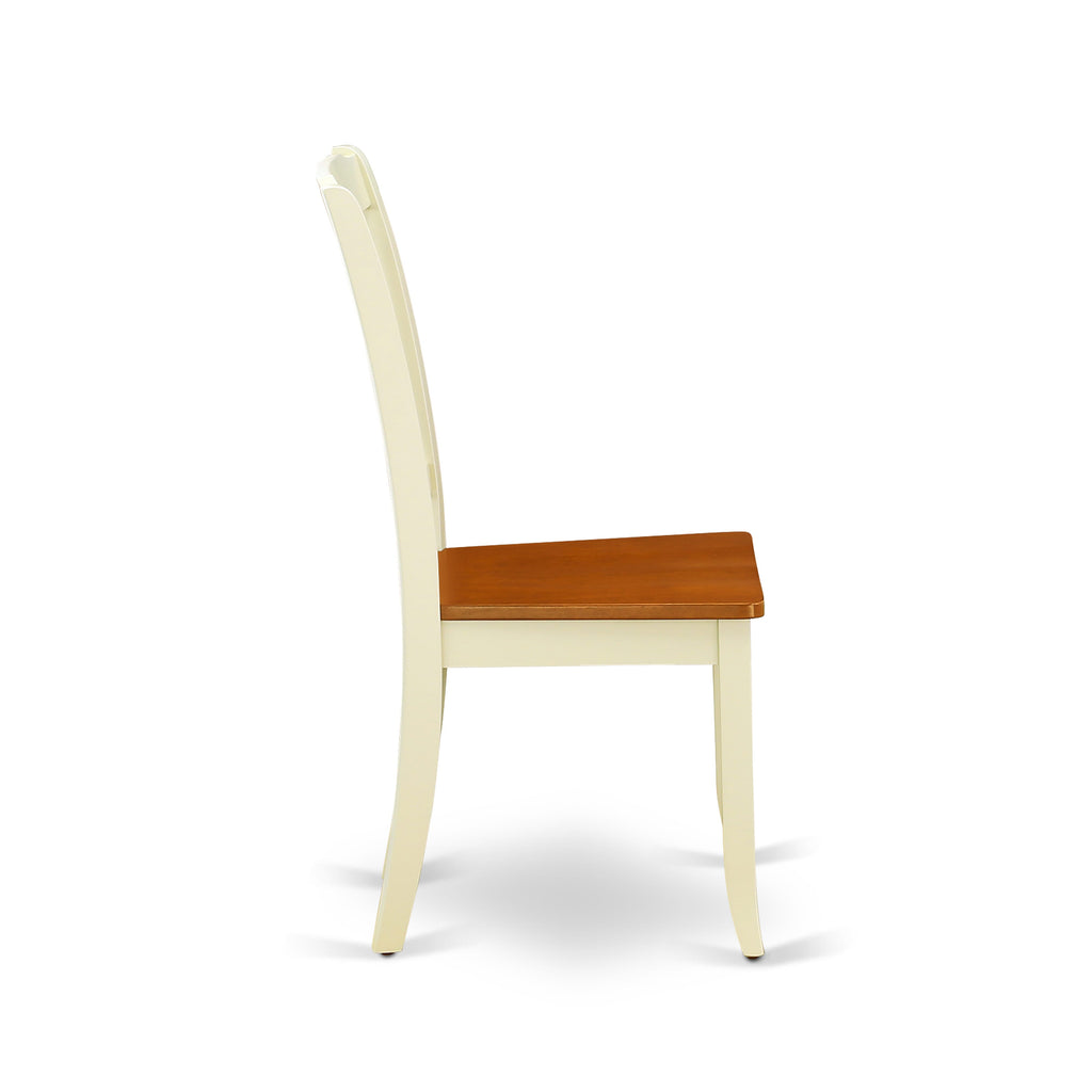 East West Furniture DAC-BMK-W Danbury Dining Chairs - Slat Back Wooden Seat Chairs