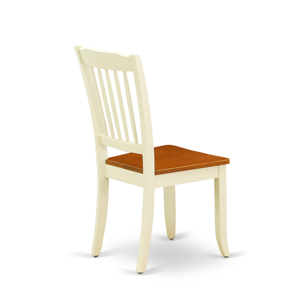 East West Furniture DAC-BMK-W Danbury Dining Chairs - Slat Back Wooden Seat Chairs