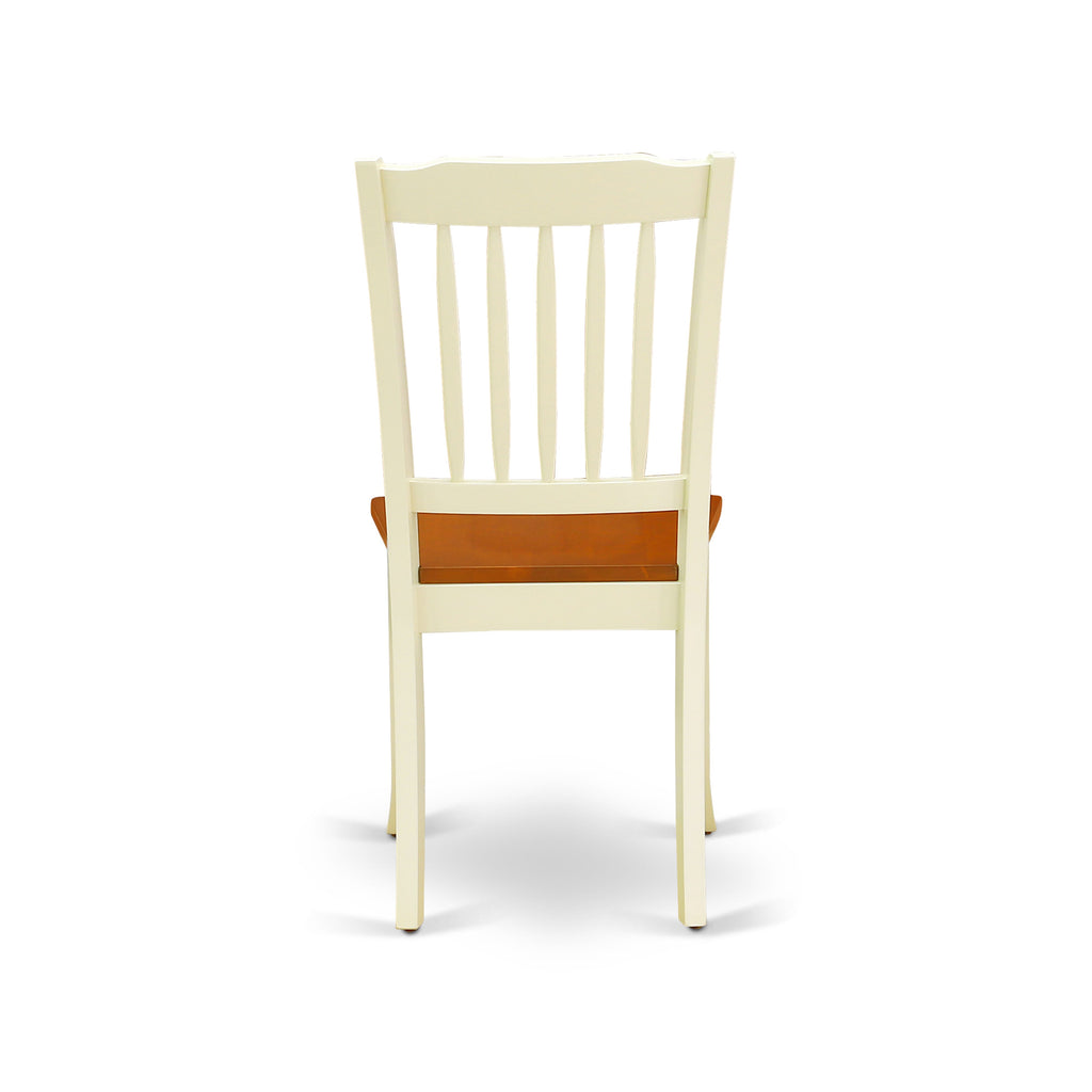 East West Furniture DAC-BMK-W Danbury Dining Chairs - Slat Back Wooden Seat Chairs