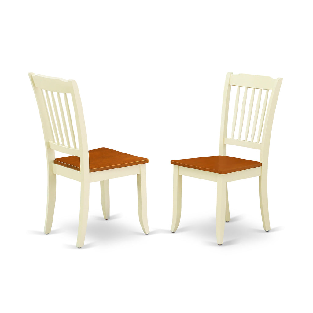 East West Furniture DAC-BMK-W Danbury Dining Chairs - Slat Back Wooden Seat Chairs