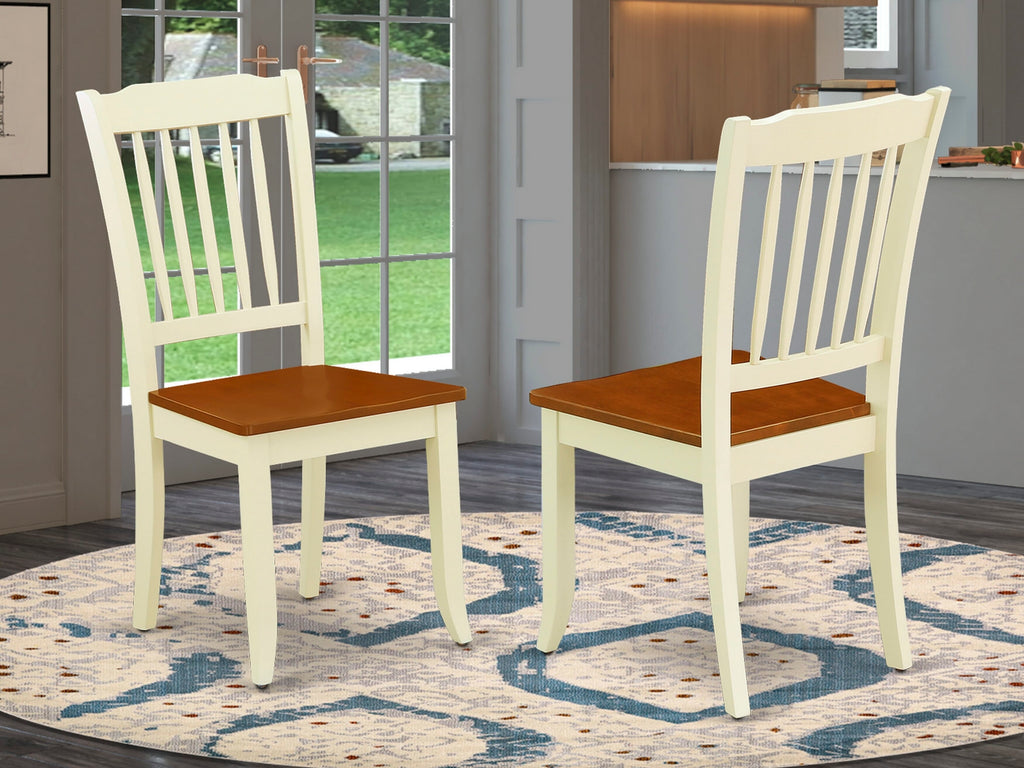 East West Furniture DAC-BMK-W Danbury Dining Chairs - Slat Back Wooden Seat Chairs