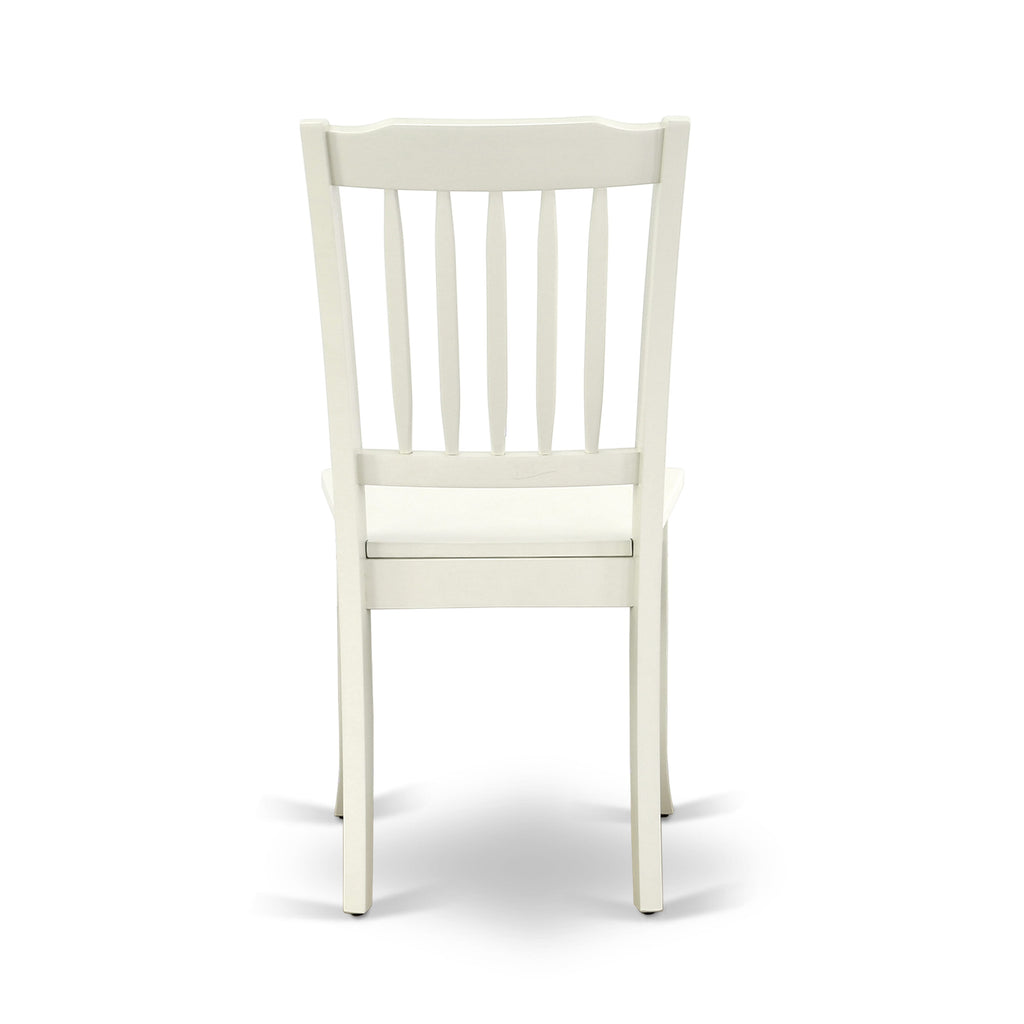 East West Furniture DAC-LWH-W Danbury Kitchen Dining Chairs - Slat Back Wooden Seat Chairs