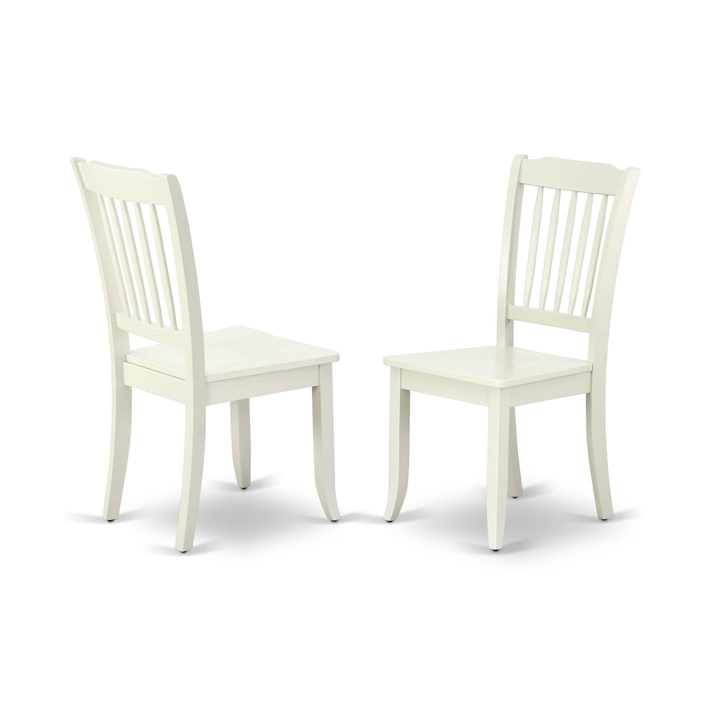 East West Furniture DAC-LWH-W Danbury Kitchen Dining Chairs - Slat Back Wooden Seat Chairs