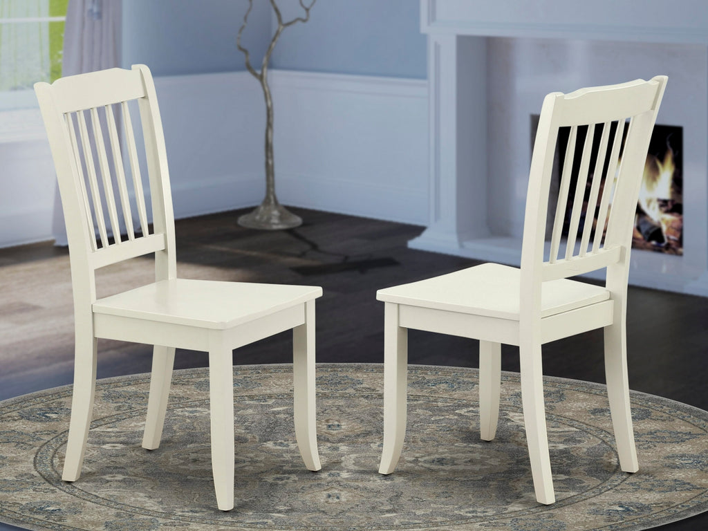 East West Furniture DAC-LWH-W Danbury Kitchen Dining Chairs - Slat Back Wooden Seat Chairs