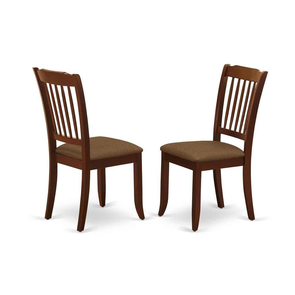 East West Furniture DAC-MAH-C Danbury Dining Room Chairs - Linen Fabric Upholstered Solid Wood Chairs