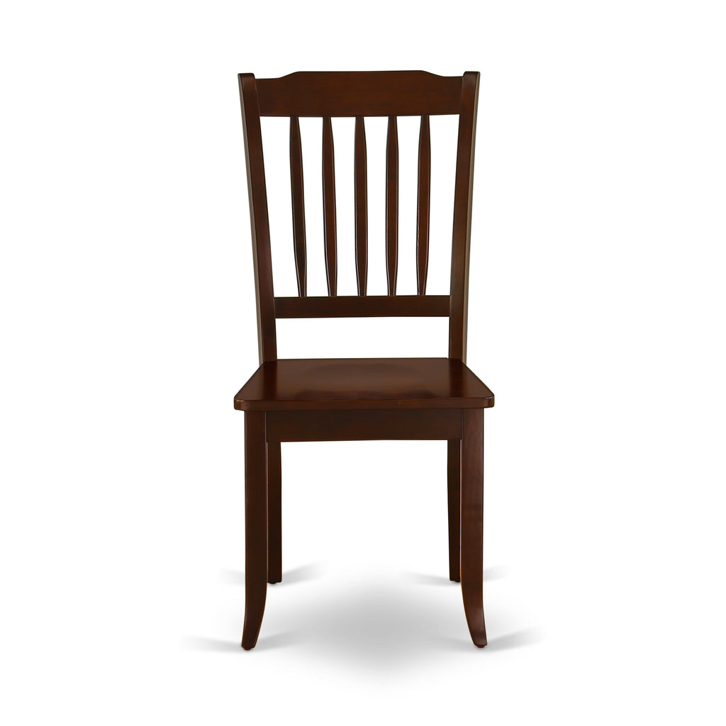East West Furniture DAC-MAH-W Danbury Dining Room Chairs - Slat Back Solid Wood Seat Chairs