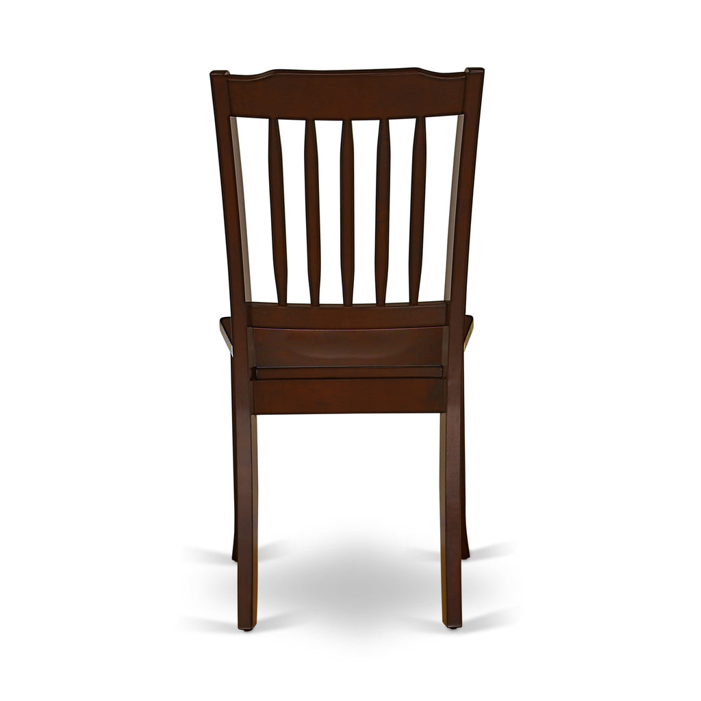 East West Furniture DAC-MAH-W Danbury Dining Room Chairs - Slat Back Solid Wood Seat Chairs