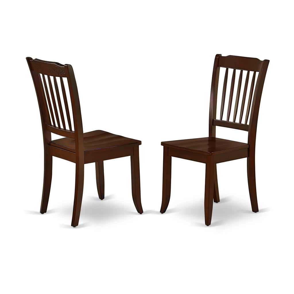 East West Furniture DAC-MAH-W Danbury Dining Room Chairs - Slat Back Solid Wood Seat Chairs