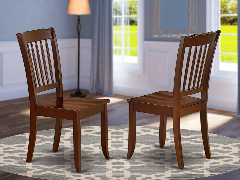 East West Furniture DAC-MAH-W Danbury Dining Room Chairs - Slat Back Solid Wood Seat Chairs