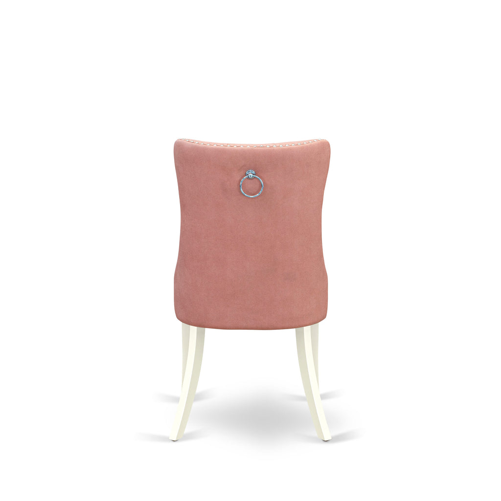 East West Furniture DAP2F23 Dallas Parson Kitchen Chairs - Button Tufted Nailhead Trim Beige Red faux Leather Upholstered Dining Chairs, Set of 2, linen white