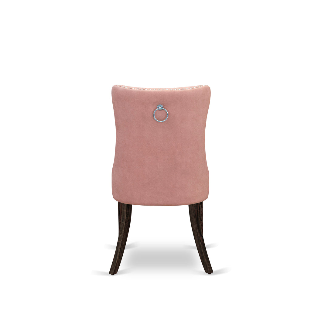 East West Furniture DAP7F23 Dallas Parson Kitchen Chairs - Button Tufted Nailhead Trim Beige Red faux Leather Upholstered Dining Chairs, Set of 2, Distressed Jacobean