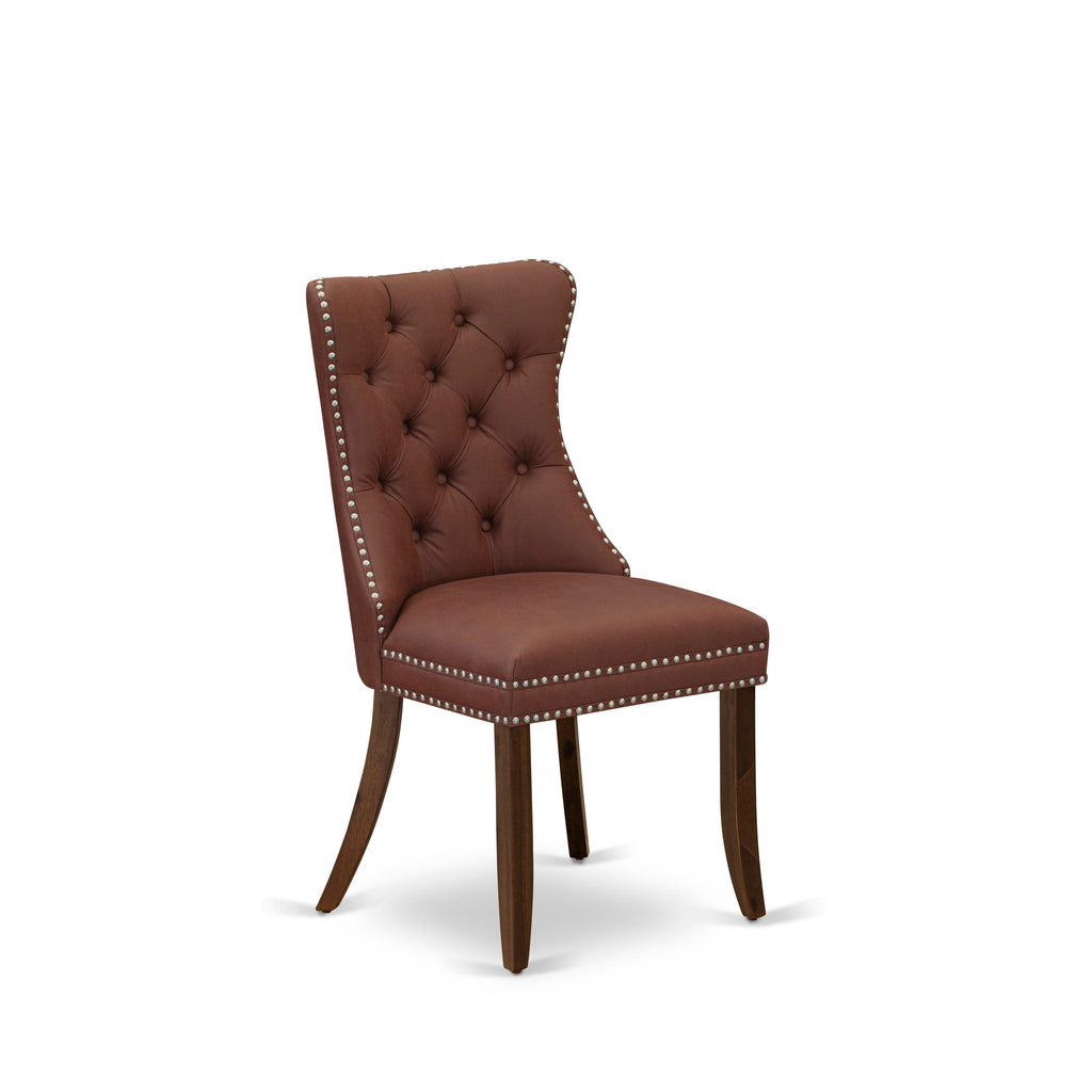 Luxe by East West Furniture NKDA7-AWA-26-7 Pieces Dining Set Contains a Rectangle Kitchen Table and 6 Burgundy Faux Leather Modern Chairs, Antique Walnut