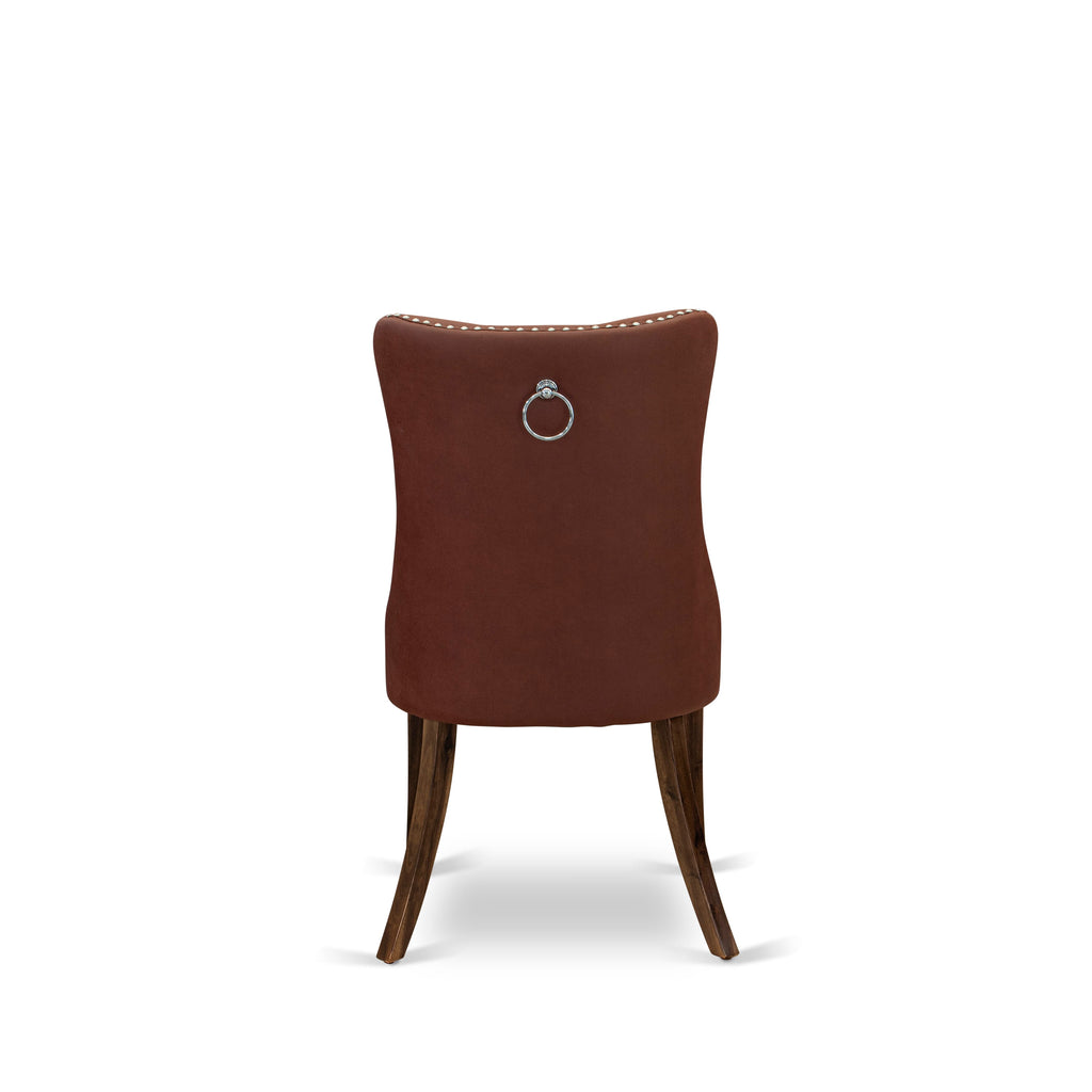 Luxe by East West Furniture F3DA5-50N-26 5-Pc Dining Room Set Include a Round Table and 4 Burgundy Faux Leather Upholstered Chairs with Button-Tufted Back, Antique Walnut