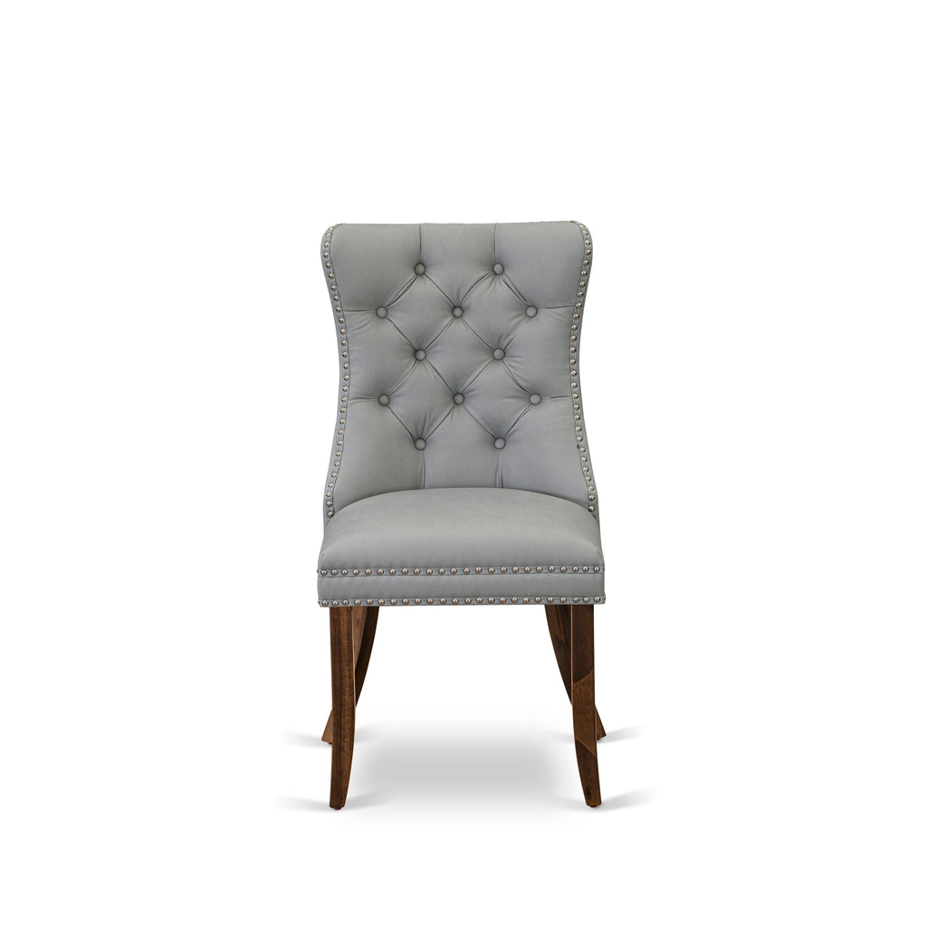 Luxe by East West Furniture I2DA5-50N-27 5-Pc Dining Room Table Set Consist a Kitchen Table and 4 Light Gray Faux Leather Parson Chairs with Button-Tufted Back, Antique Walnut