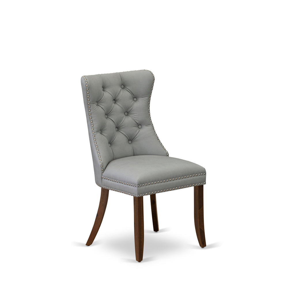 Luxe by East West Furniture NKDA5-AWA-27-5 Pieces Modern Dining Set Includes a Rectangle Kitchen Table and 4 Light Gray Faux Leather Dining Chairs, Antique Walnut