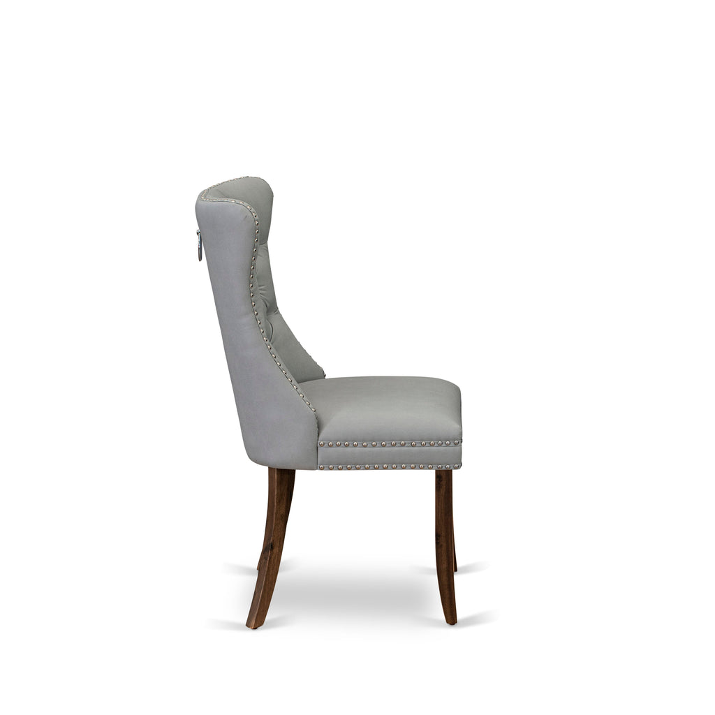 Luxe by East West Furniture NKDA5-AWA-27-5 Pieces Modern Dining Set Includes a Rectangle Kitchen Table and 4 Light Gray Faux Leather Dining Chairs, Antique Walnut