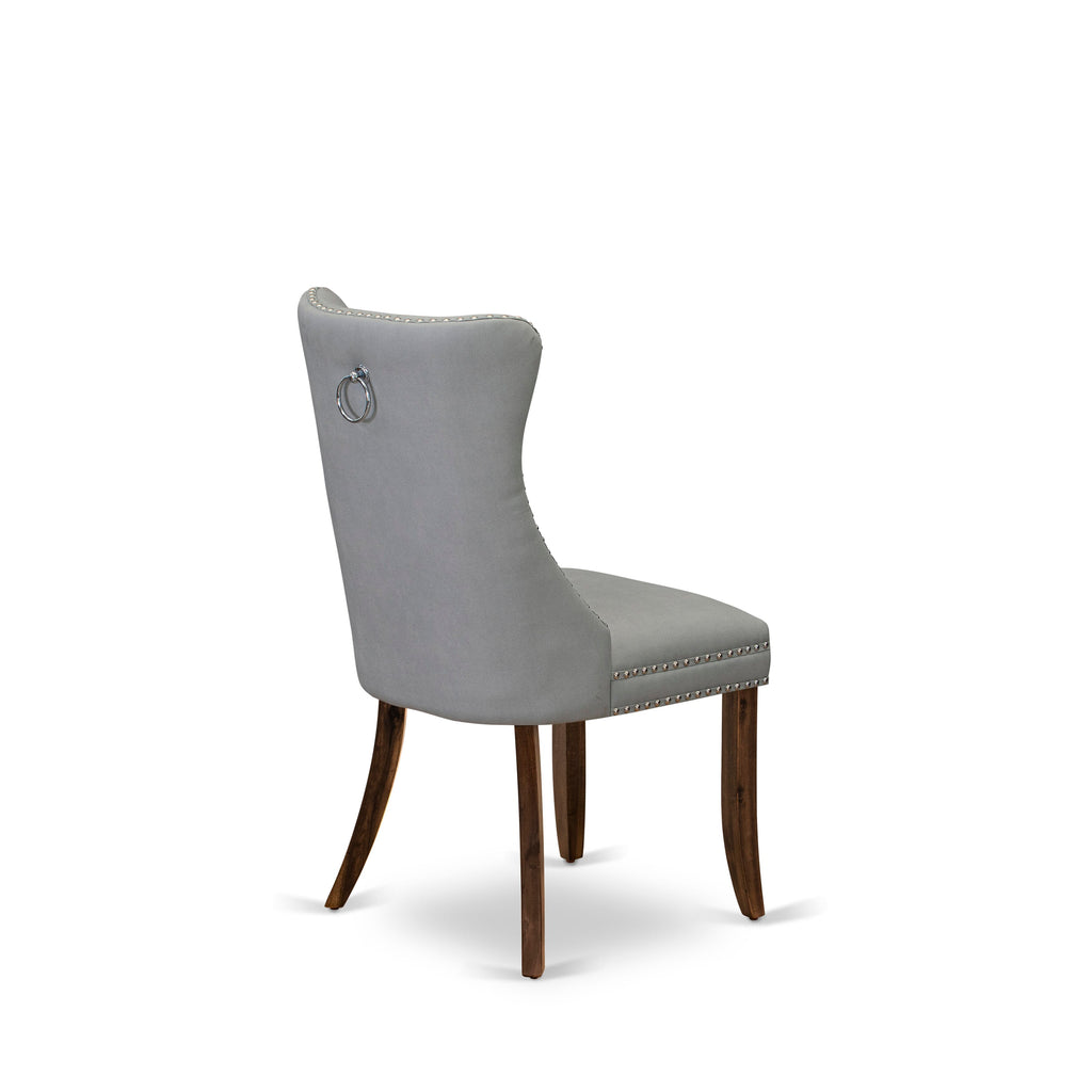 Luxe by East West Furniture I5DA5-40N-27 5-Pc Dinner Table Set Contain a Wood Table and 4 Light Gray Faux Leather Upholstered Chairs with Button-Tufted Back, Antique Walnut