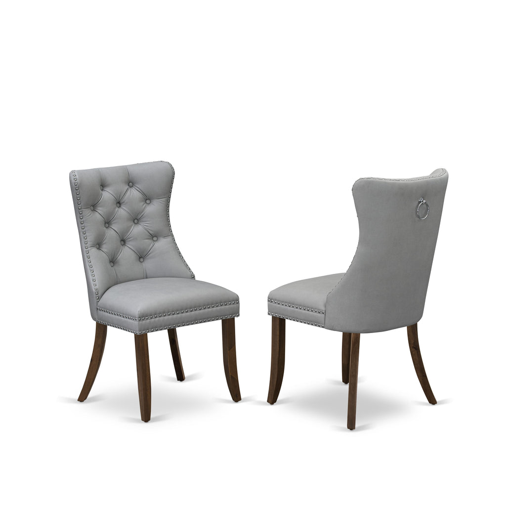 Luxe by East West Furniture I2DA5-50N-27 5-Pc Dining Room Table Set Consist a Kitchen Table and 4 Light Gray Faux Leather Parson Chairs with Button-Tufted Back, Antique Walnut