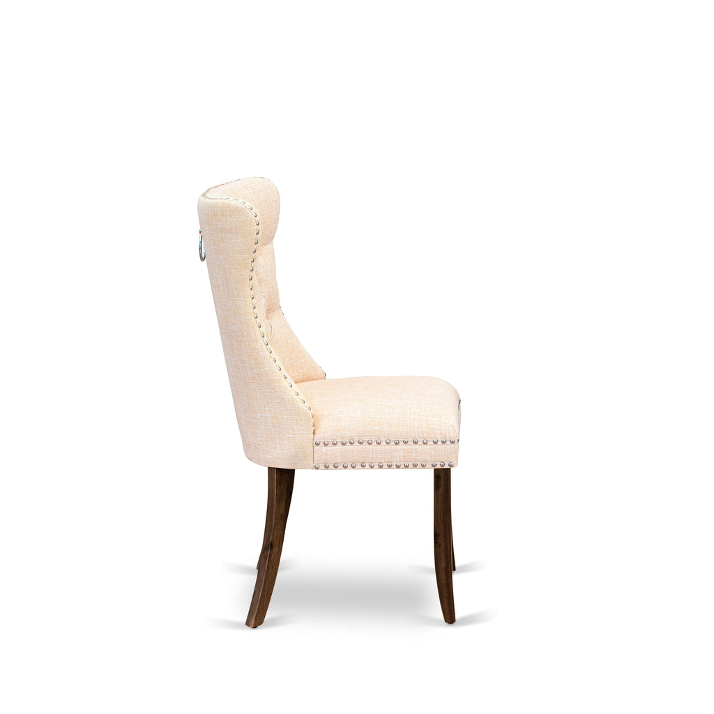 Luxe by East West Furniture NEDA9-AWA-32 9 Pieces Dining Table Set Includes a Rectangle Table and 8 Light Beige Linen fabric Dining Chairs, Antique Walnut