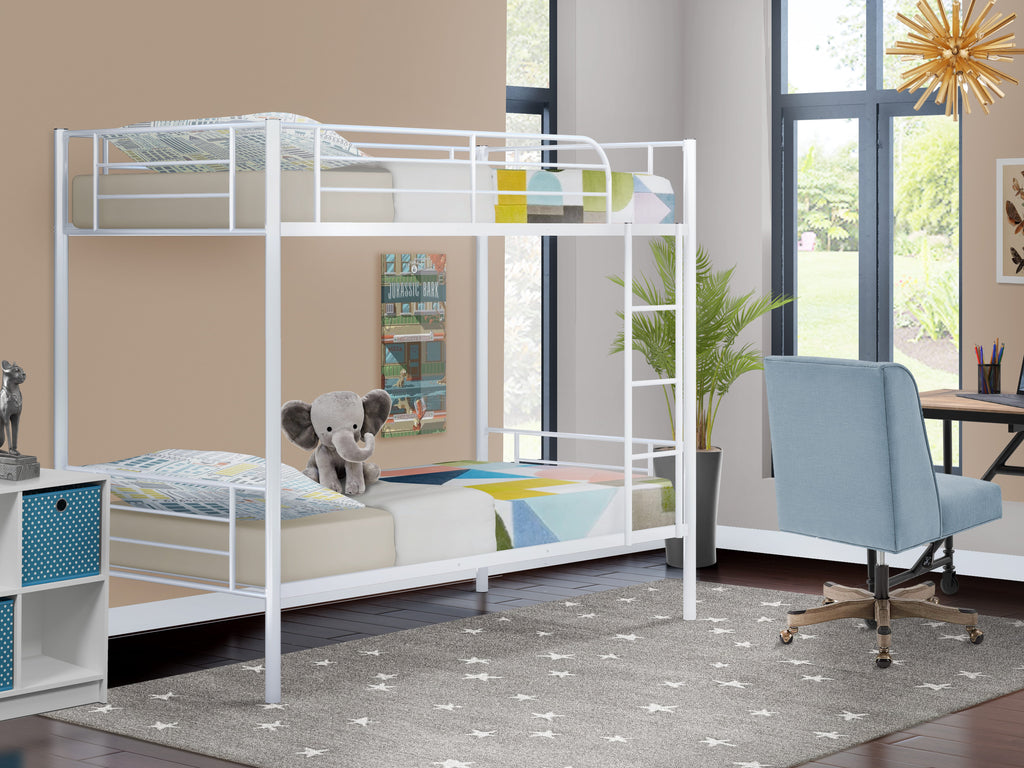 East West Furniture DAT0WHI Danbury Twin Bunk Bed in powder coating white color