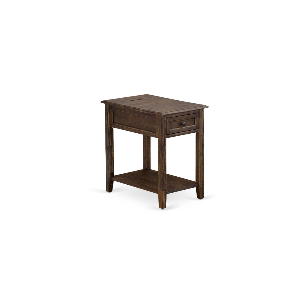 East West Furniture DE-07-ET Mid Century Night Stand with 1 Wood Drawer, Stable and Sturdy Constructed - Distressed Jacobean Finish