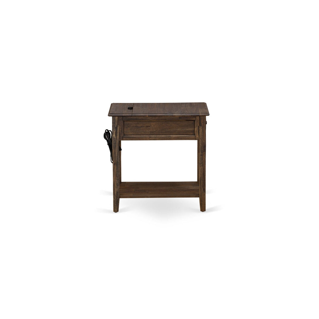 East West Furniture DE-07-ET Mid Century Night Stand with 1 Wood Drawer, Stable and Sturdy Constructed - Distressed Jacobean Finish