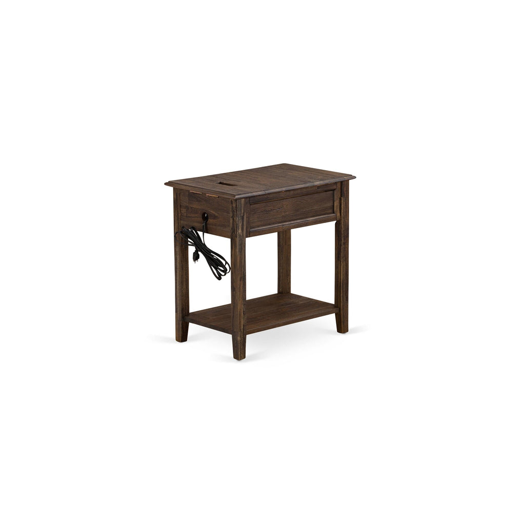 East West Furniture DE-07-ET Mid Century Night Stand with 1 Wood Drawer, Stable and Sturdy Constructed - Distressed Jacobean Finish