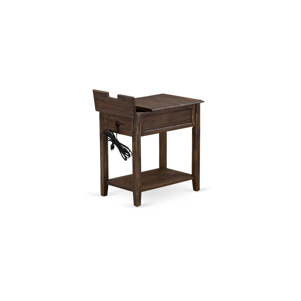 East West Furniture DE-07-ET Mid Century Night Stand with 1 Wood Drawer, Stable and Sturdy Constructed - Distressed Jacobean Finish