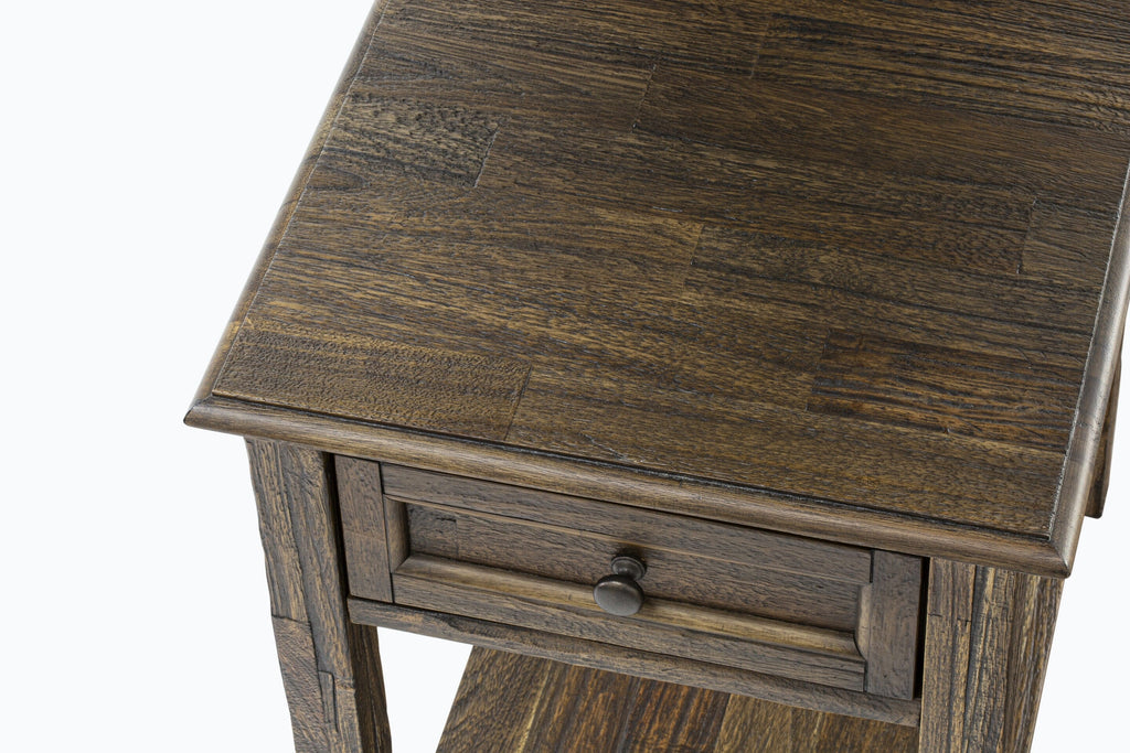 East West Furniture DE-07-ET Mid Century Night Stand with 1 Wood Drawer, Stable and Sturdy Constructed - Distressed Jacobean Finish