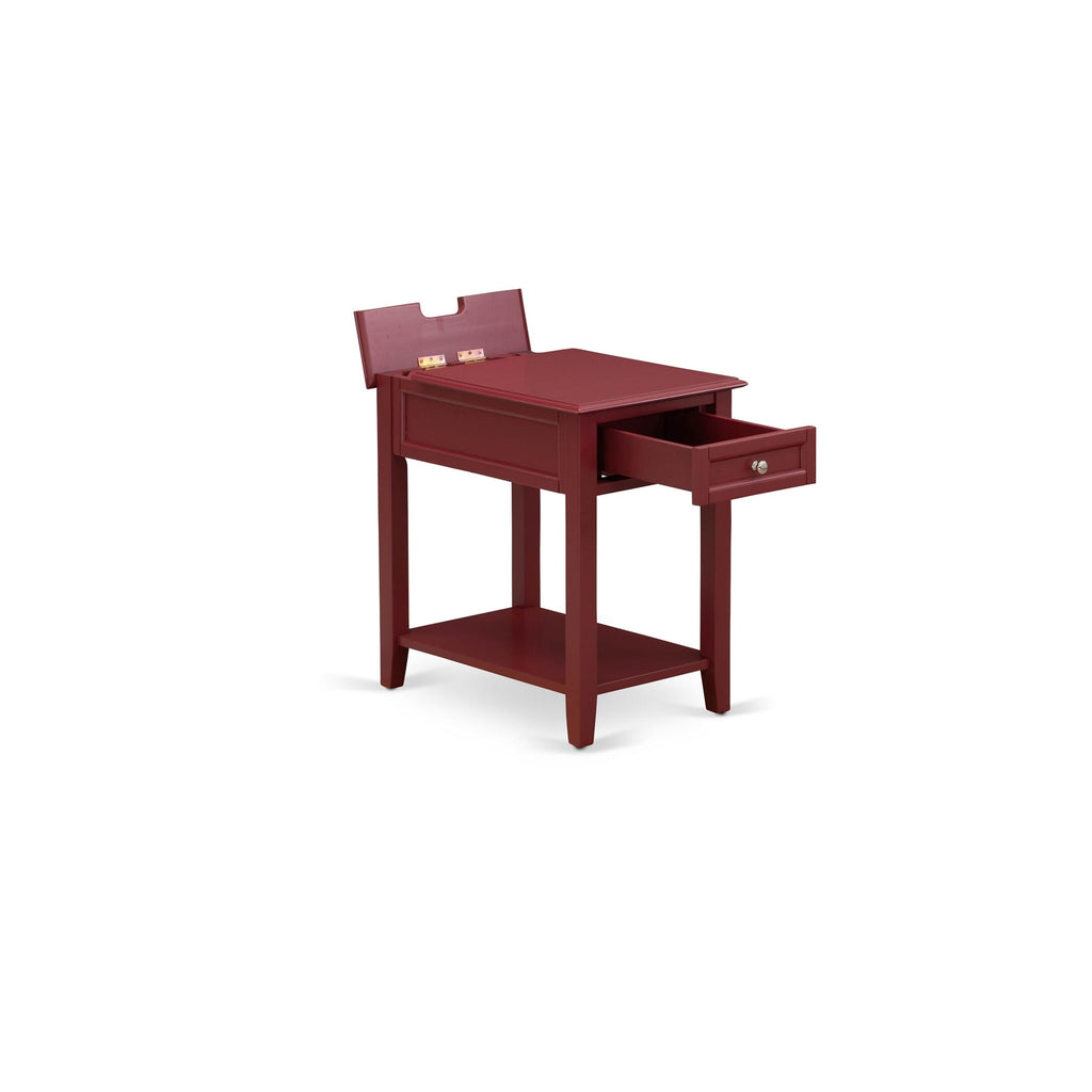 East West Furniture DE-13-ET Mid Century Night Stand with 1 Mid Century Modern Drawer, Stable and Sturdy Constructed - Burgundy Finish