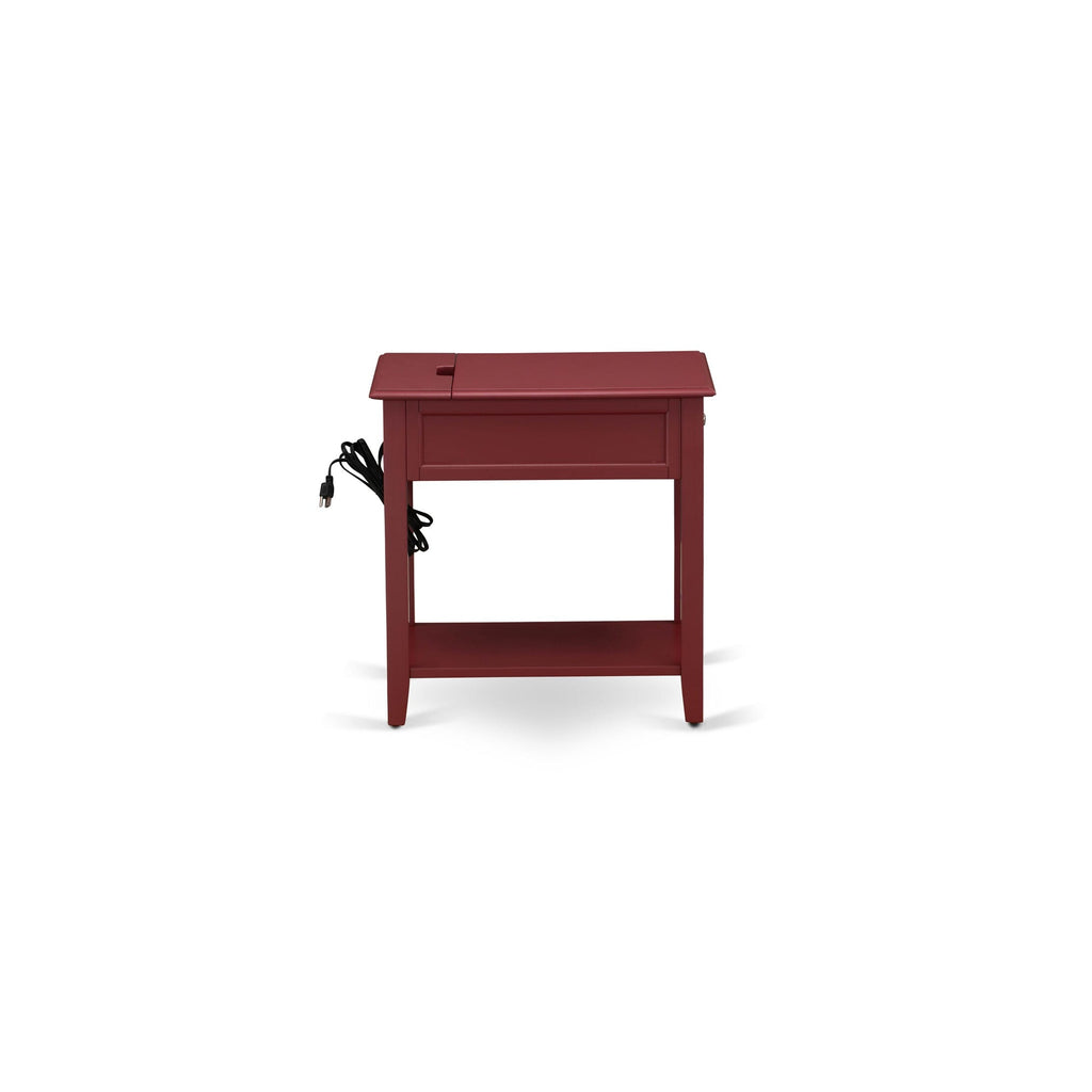East West Furniture DE-13-ET Mid Century Night Stand with 1 Mid Century Modern Drawer, Stable and Sturdy Constructed - Burgundy Finish