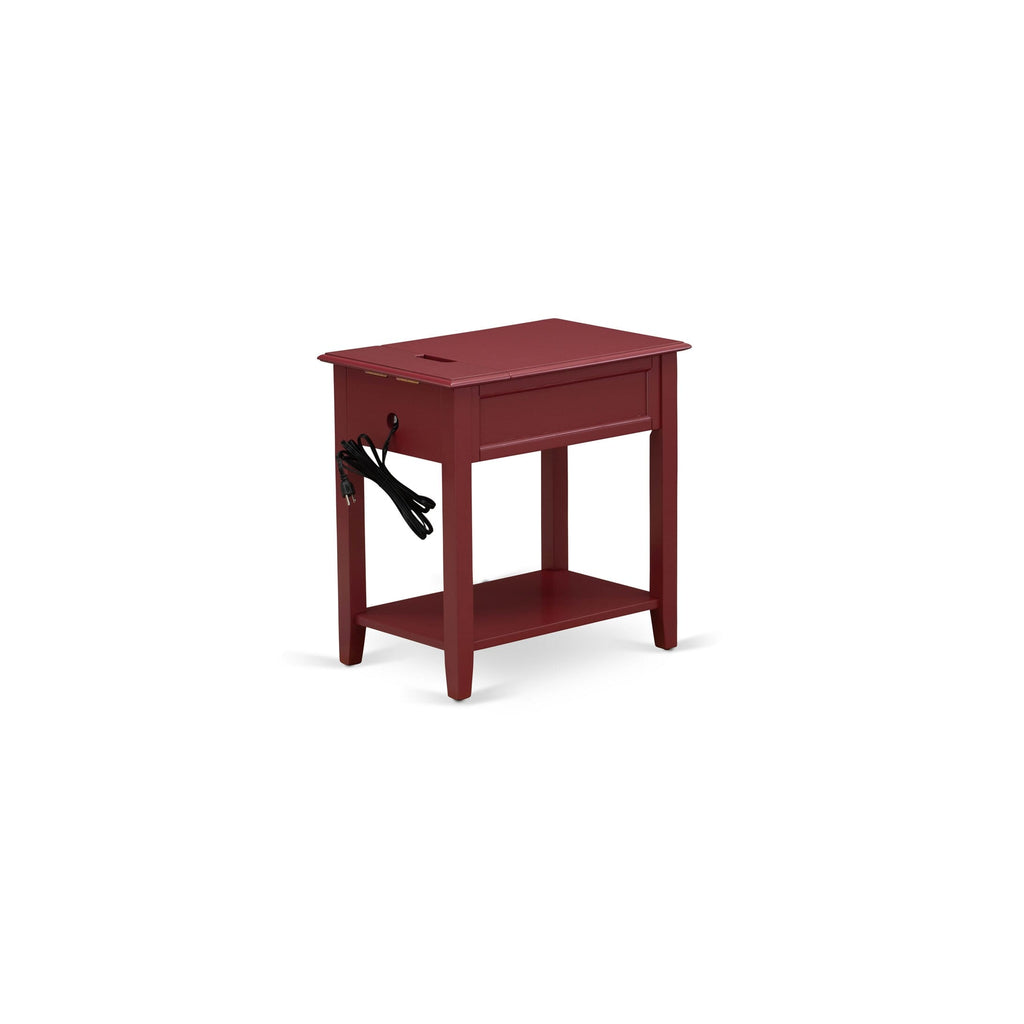East West Furniture DE-13-ET Mid Century Night Stand with 1 Mid Century Modern Drawer, Stable and Sturdy Constructed - Burgundy Finish