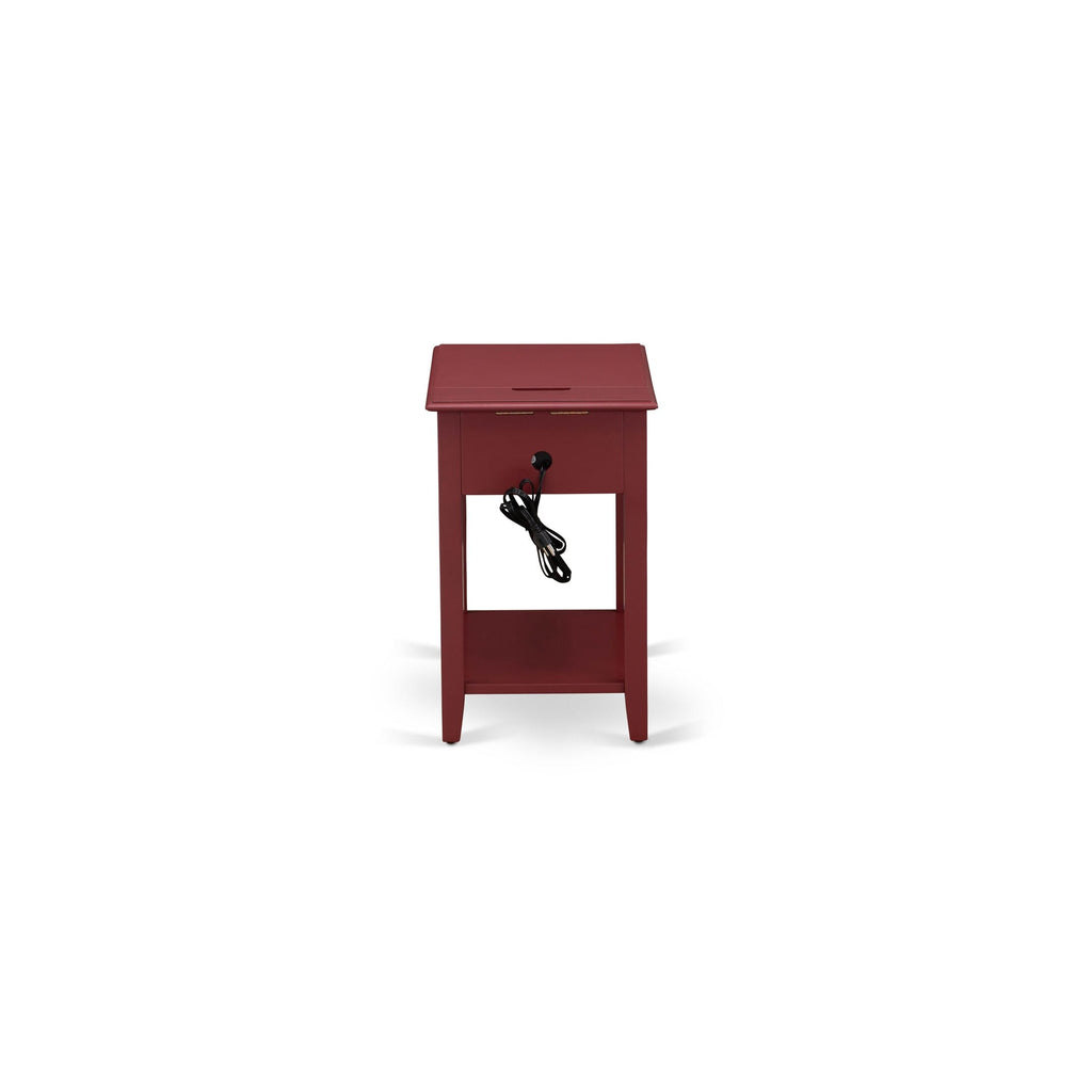 East West Furniture DE-13-ET Mid Century Night Stand with 1 Mid Century Modern Drawer, Stable and Sturdy Constructed - Burgundy Finish
