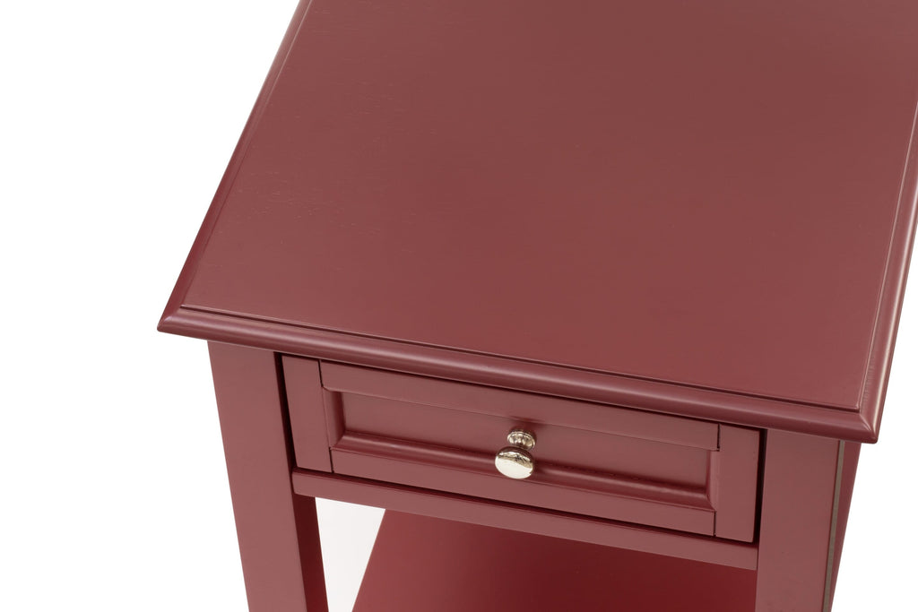 East West Furniture DE-13-ET Mid Century Night Stand with 1 Mid Century Modern Drawer, Stable and Sturdy Constructed - Burgundy Finish