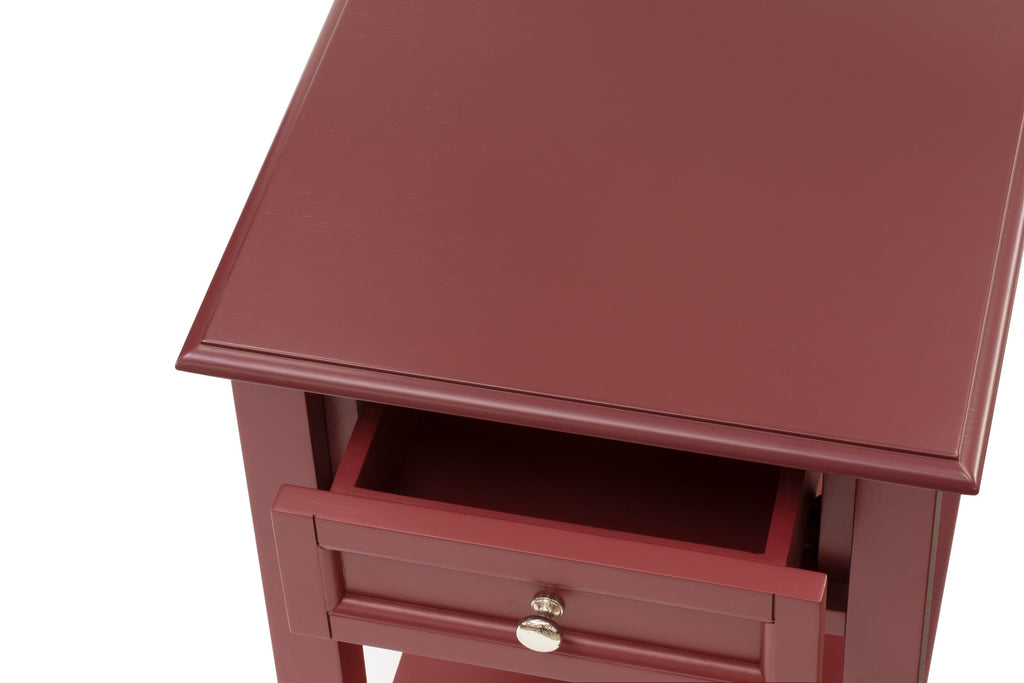 East West Furniture DE-13-ET Mid Century Night Stand with 1 Mid Century Modern Drawer, Stable and Sturdy Constructed - Burgundy Finish