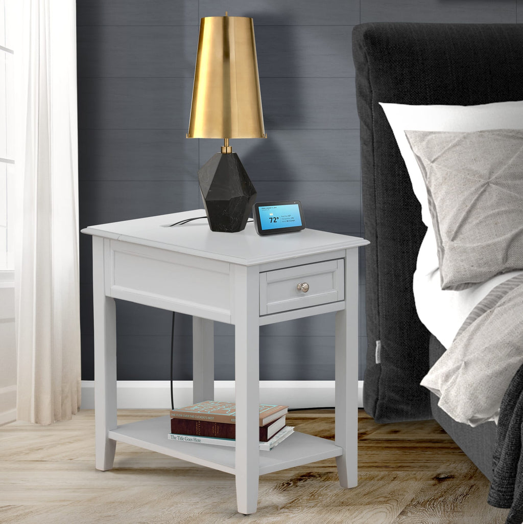 East West Furniture DE-14-ET Wood Night Stand for Bedroom with 1 Wooden Drawer, Stable and Sturdy Constructed - Urban Gray Finish
