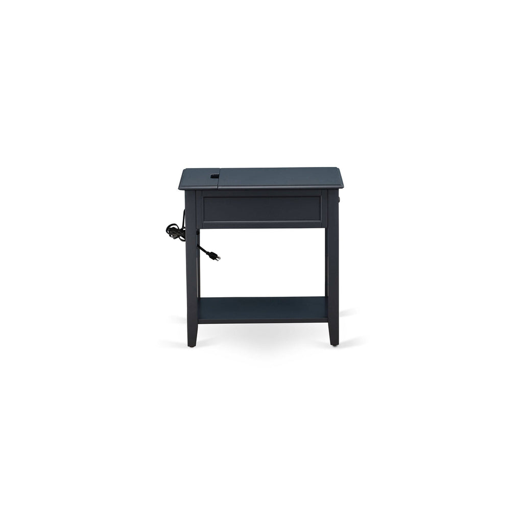 East West Furniture DE-15-ET Mid Century Night stand For Bedroom with 1 Wooden Drawer, Stable and Sturdy Constructed - Navy Blue Finish
