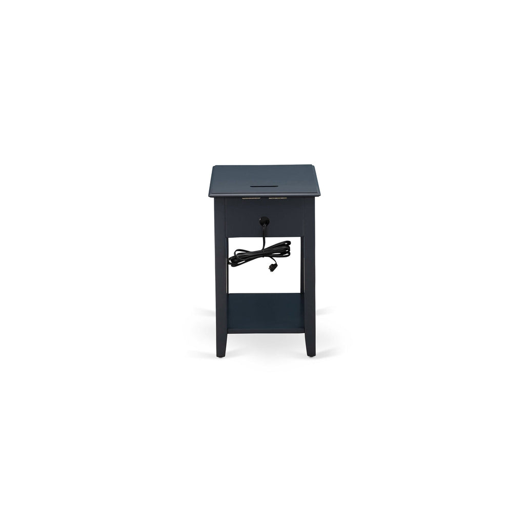 East West Furniture DE-15-ET Mid Century Night stand For Bedroom with 1 Wooden Drawer, Stable and Sturdy Constructed - Navy Blue Finish