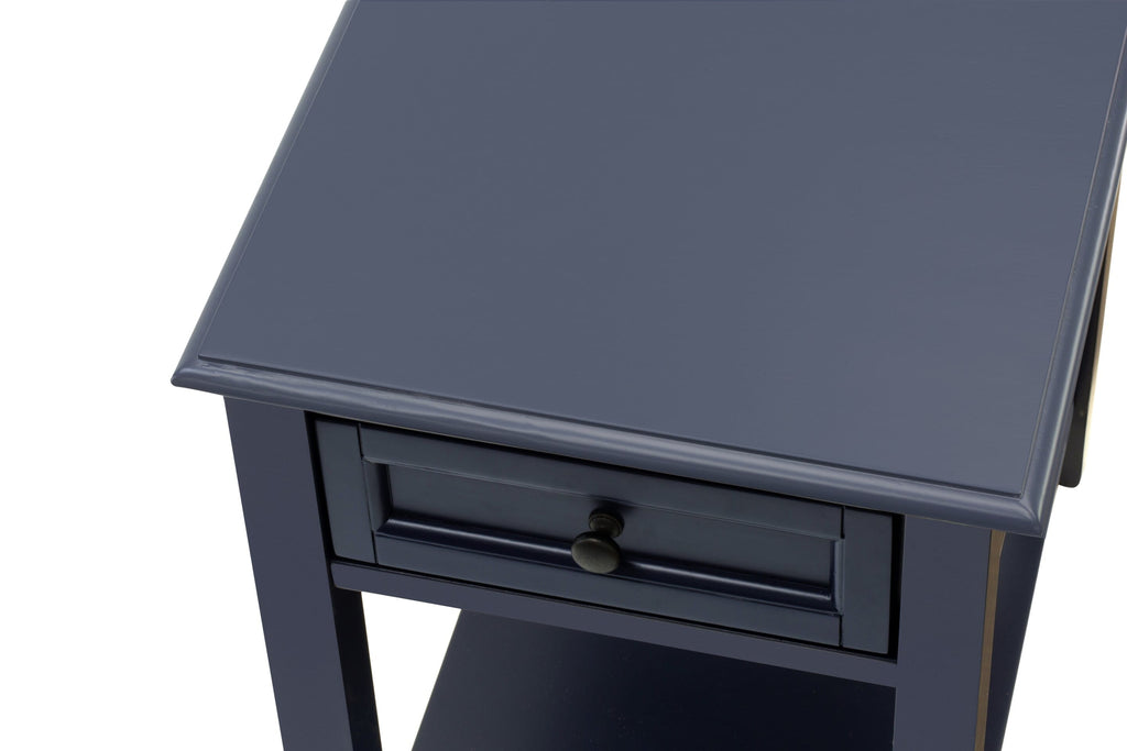 East West Furniture DE-15-ET Mid Century Night stand For Bedroom with 1 Wooden Drawer, Stable and Sturdy Constructed - Navy Blue Finish