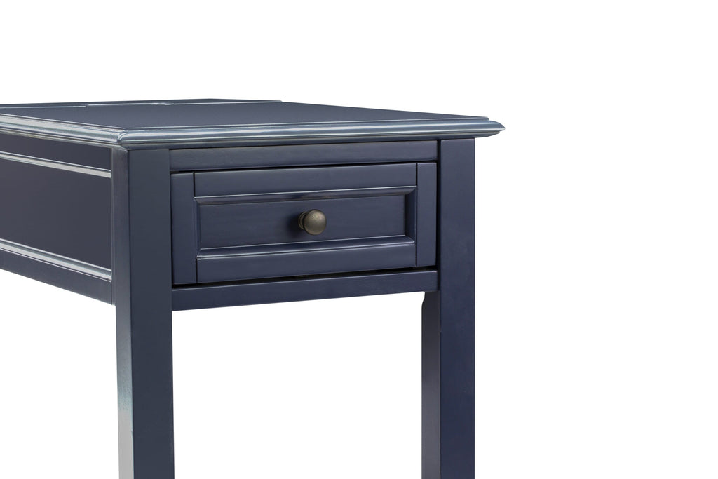 East West Furniture DE-15-ET Mid Century Night stand For Bedroom with 1 Wooden Drawer, Stable and Sturdy Constructed - Navy Blue Finish