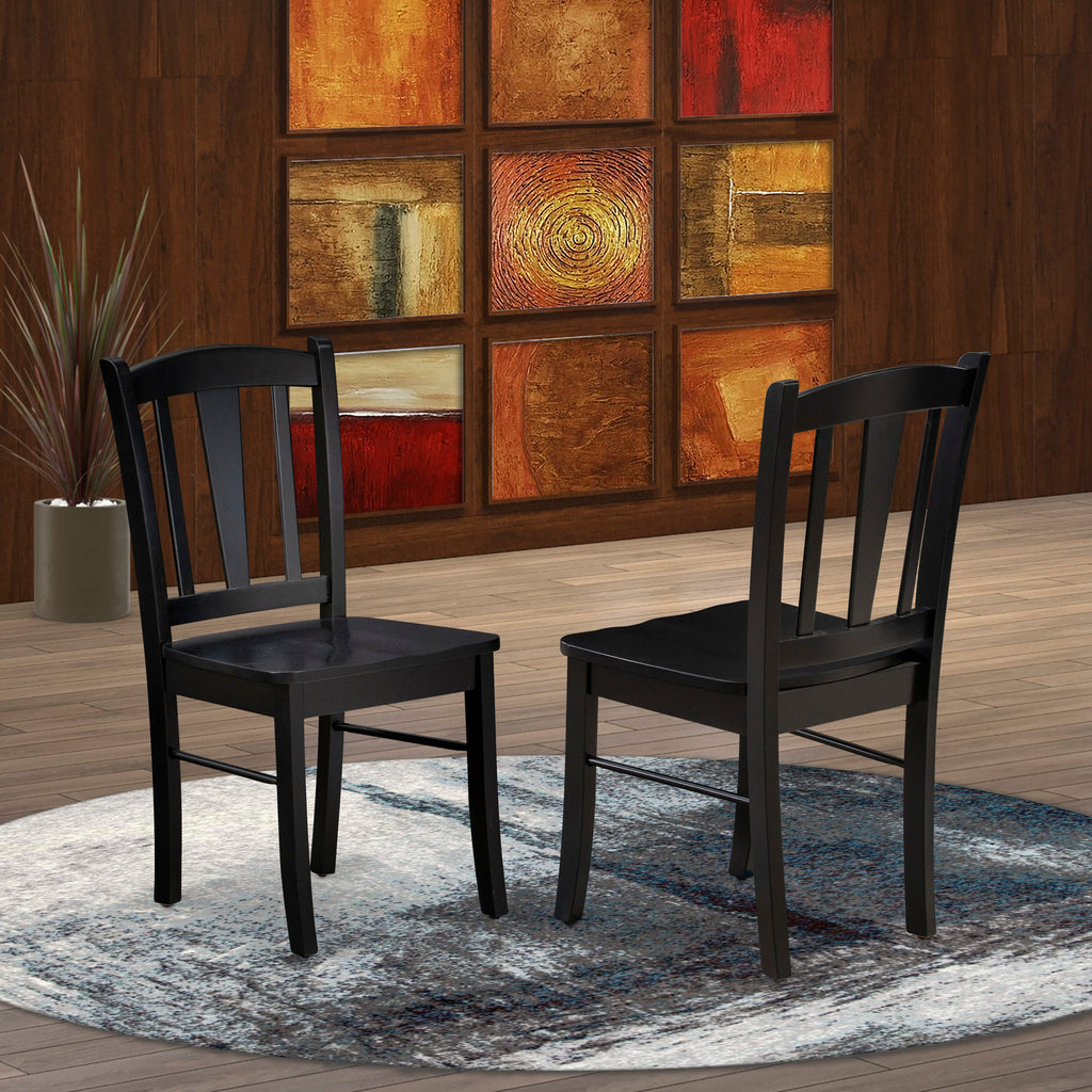East West Furniture DLC-BLK-W Dublin Kitchen Dining Chairs - Slat Back Wood Seat Chairs