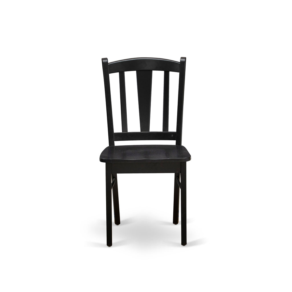 East West Furniture DLC-BLK-W Dublin Kitchen Dining Chairs - Slat Back Wood Seat Chairs